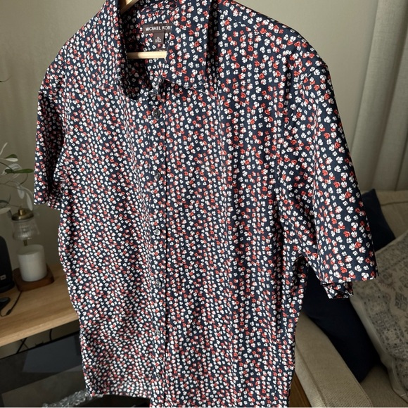 Michael Kors Men’s S/S Blue/white/orange Slim Fit Floral Button Up Size XL - Picture 3 of 10